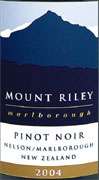 Mount Riley Pinot Noir 2004 Front Label