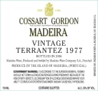 Cossart Gordon Madeira Terrantez 1977 Front Label