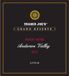 Trader Joe's Anderson Valley Grand Reserve Pinot Noir Lot #68 2013 Front Label
