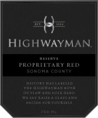 Highwayman Proprietary Red Blend 2018  Front Label