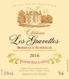 Chateau Les Gravettes Bordeaux Superieur 2016  Front Label