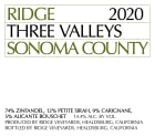 Ridge Three Valleys Red 2020  Front Label