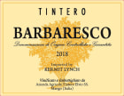 Cantine Elvio Tintero Barbaresco 2018  Front Label