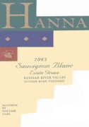 Hanna Russian River Valley Sauvignon Blanc 2003  Front Label