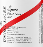 Union Sacre Squire Pinot Noir 2018  Front Label