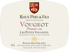Domaine Roux Pere & Fils Vougeot Les Petits Vougeots Premier Cru 2019  Front Label