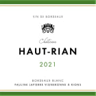 Chateau Haut Rian Blanc 2021  Front Label