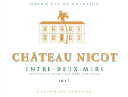 Chateau Nicot Blanc 2017 Front Label