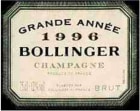 Bollinger La Grande Annee Brut (stained back label) 1996  Front Label