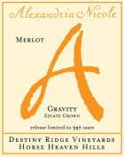 Alexandria Nicole Cellars Destiny Ridge Vineyards Gravity Merlot 2011 Front Label