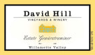 David Hill Winery Estate Gewurztraminer 2013  Front Label