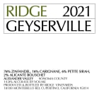 Ridge Geyserville 2021  Front Label