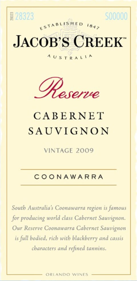 Flat front label of wine