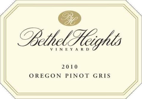 Bethel Heights Pinot Gris 2010 Front Label