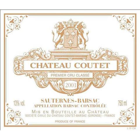 Chateau Coutet 2001 Front Label