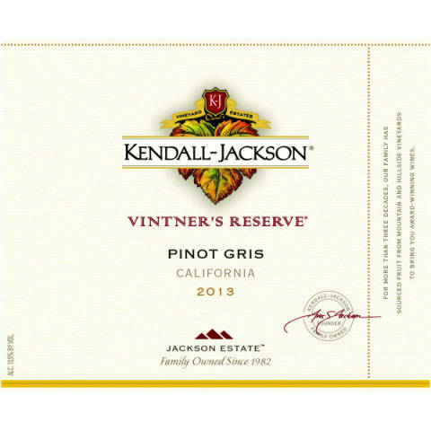 Kendall-Jackson Vintner's Reserve Pinot Gris 2013 Front Label