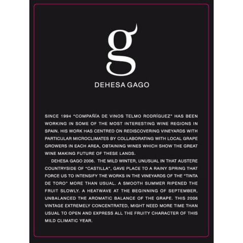 Telmo Rodriguez Dehesa Gago 2013 Front Label