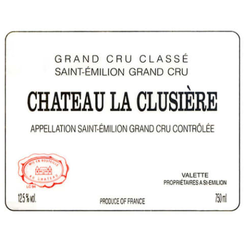 Chateau La Clusiere 2000 Front Label