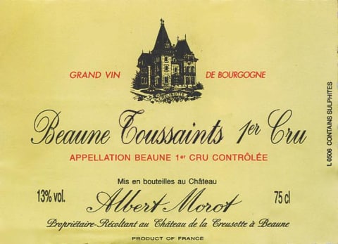 Albert Morot Beaune Toussaints Premier Cru 2012 Front Label