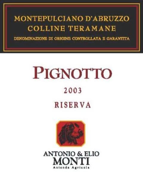 Antonio ed Elio Monti Montepulciano d'Abruzzo Colline Teramane Riserva 2003 Front Label