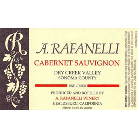 A. Rafanelli Cabernet Sauvignon 1999 Front Label
