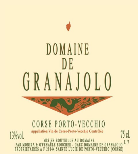 Domaine de Granajolo Corse Porto-Vecchio Blanc 2010 Front Label