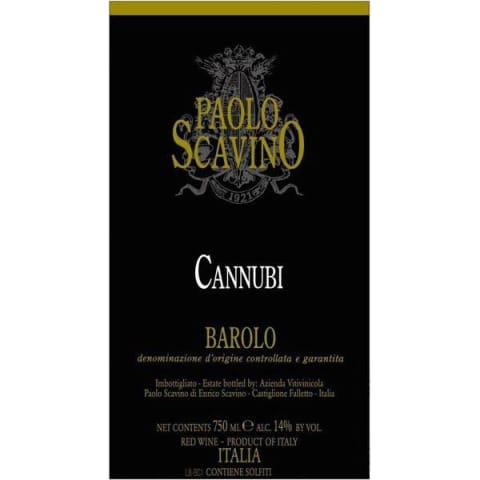 Paolo Scavino Barolo Cannubi 1997 Front Label