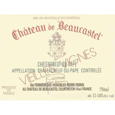 Chateau de Beaucastel Chateauneuf-du-Pape Vieilles Vignes Roussanne 2015 Front Label