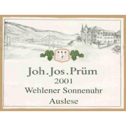 J.J. Prum Wehlener Sonnenuhr Riesling Auslese 2001 Front Label