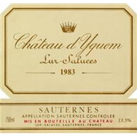 Chateau d'Yquem Sauternes 1983 Front Label