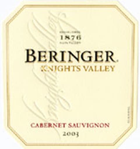 Beringer Knights Valley Cabernet Sauvignon 2003 Front Label