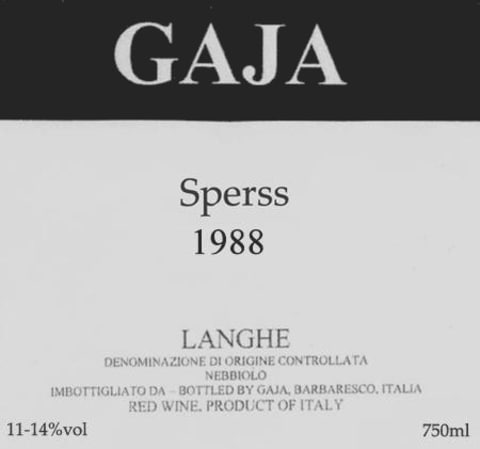 Gaja Langhe Sperss 1988 Front Label
