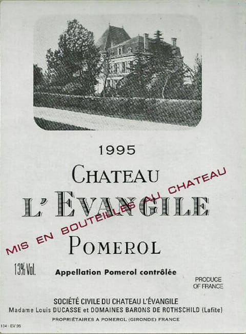 Chateau L'Evangile (1.5 Liter Magnum) 1995 Front Label
