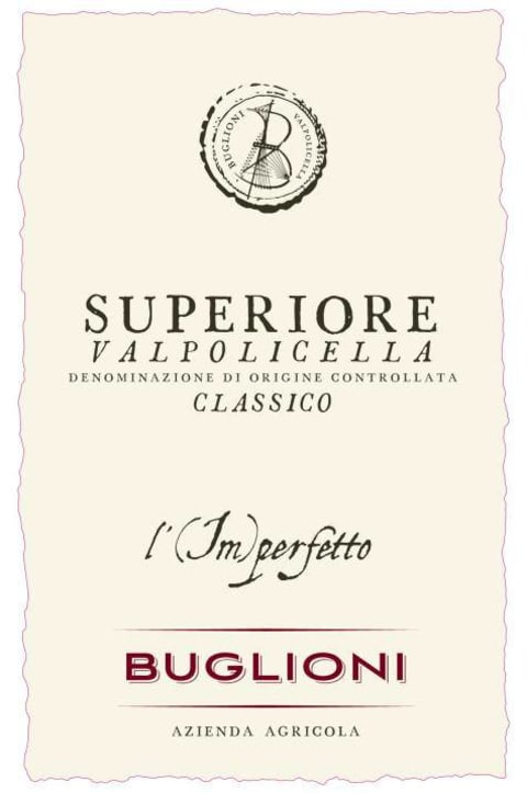 Buglioni l'Imperfetto Valpolicella Classico Superiore 2017 Front Label
