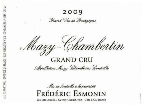 Frederic Esmonin Mazy-Chambertin Grand Cru 2009 Front Label
