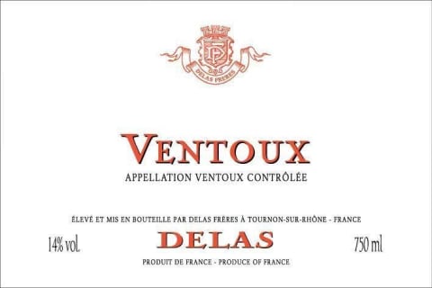 Delas Ventoux 2020 Front Label