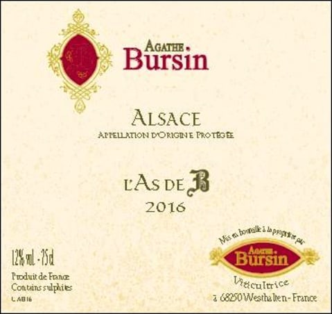 Agathe Bursin Alsace L'As de B 2016 Front Label