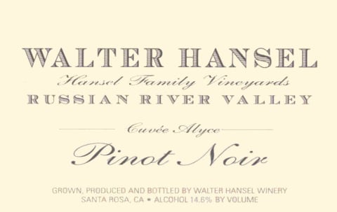 Walter Hansel Cuvee Alyce Pinot Noir 2018 Front Label