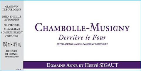 Domaine Anne et Herve Sigaut Chambolle-Musigny Derriere Le Four 2016 Front Label