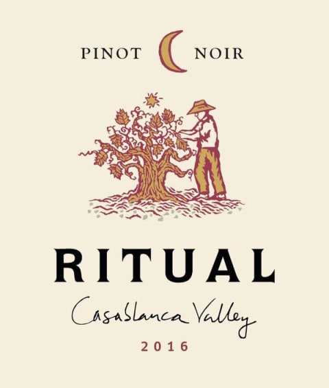 Flat front label of wine