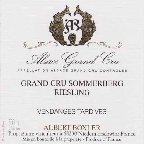 Albert Boxler Riesling Grand Cru Vendanges Tardives Sommerberg 2015 Front Label