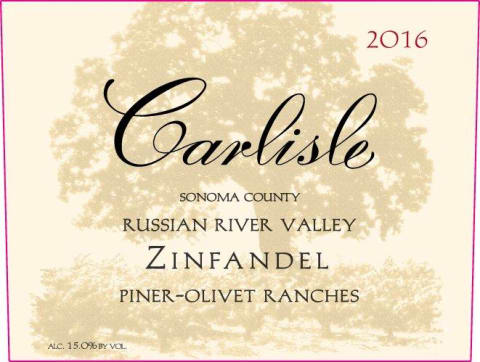 Carlisle Piner-Olivet Ranches Zinfandel 2016 Front Label