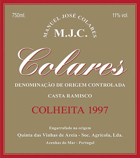 Manuel Jose Colares MJC Colares Tinto (scuffed labels) 1997 Front Label