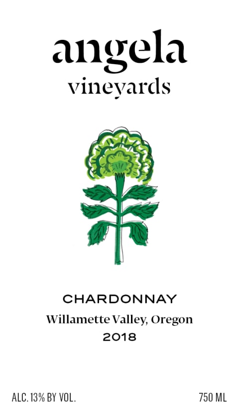 Angela Vineyards Chardonnay 2018 Front Label