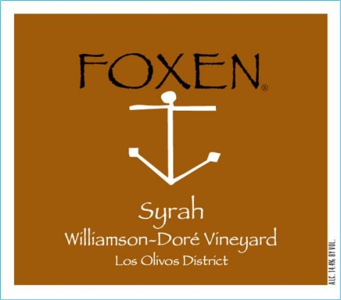 Foxen Williamson-Dore Vineyard Syrah 2016 Front Label