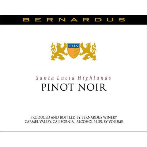 Bernardus Santa Lucia Highlands Pinot Noir 2018 Front Label