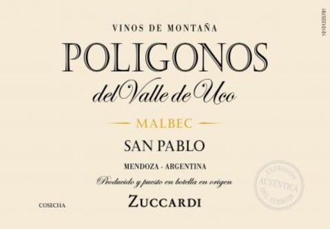 Zuccardi Poligonos del Valle de Uco San Pablo Malbec 2019 Front Label