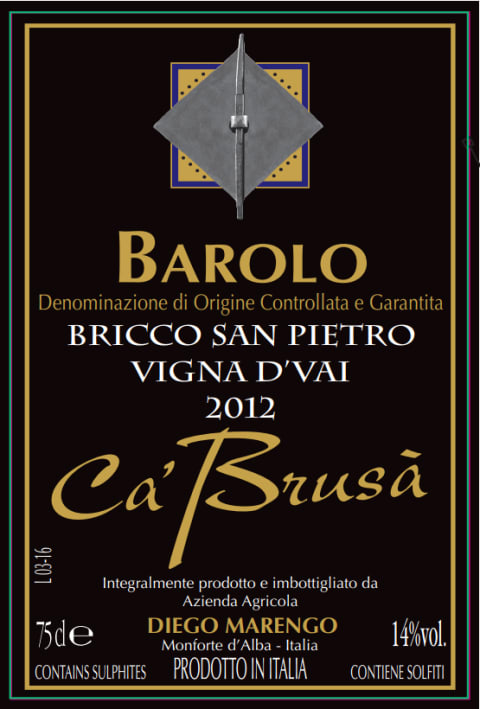 Ca' Brusa Barolo Bricco San Pietro Vigna D'Vai 2012 Front Label