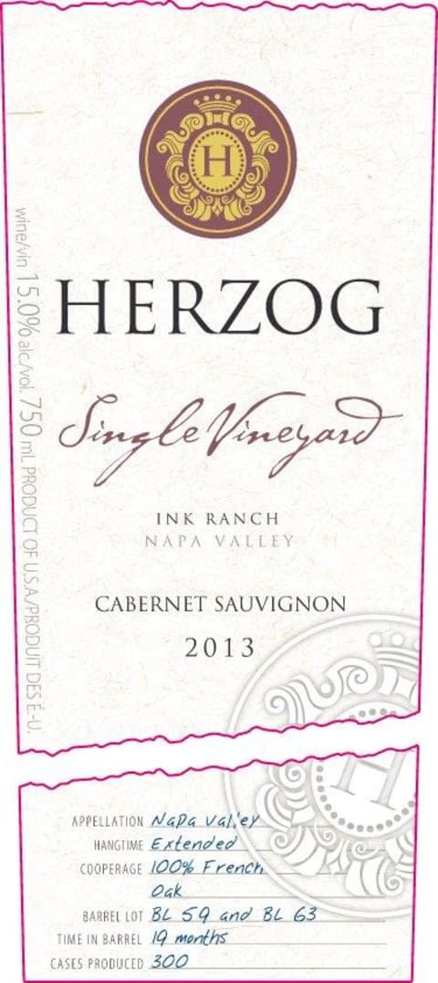 Baron Herzog Single Vineyard Ink Ranch Cabernet Sauvignon 2013 | Wine.com