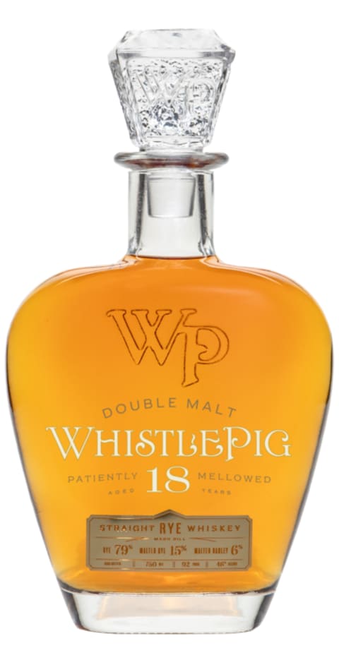 WhistlePig 18 Year Double Malt Rye Whiskey Front Bottle Shot